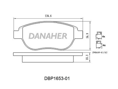 DBP165301 DANAHER Комплект тормозных колодок, дисковый тормоз