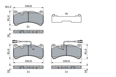 0986424104 BOSCH Комплект тормозных колодок, дисковый тормоз