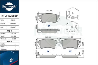 RT2PD20810 ROTINGER Комплект тормозных колодок, дисковый тормоз