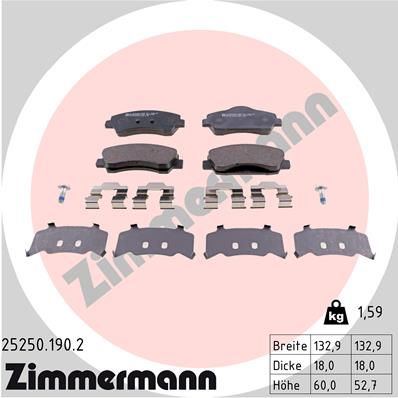 252501902 ZIMMERMANN Комплект тормозных колодок, дисковый тормоз
