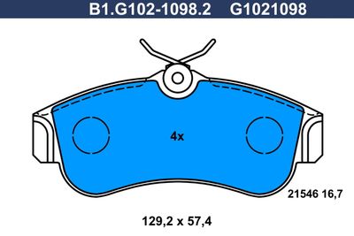 B1G10210982 GALFER Комплект тормозных колодок, дисковый тормоз