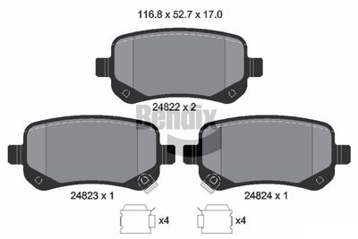 BPD1458 BENDIX Braking Комплект тормозных колодок, дисковый тормоз