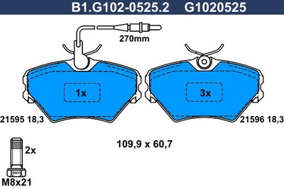 B1G10205252 GALFER Комплект тормозных колодок, дисковый тормоз