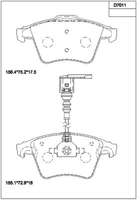 KD7011 ASIMCO Комплект тормозных колодок, дисковый тормоз