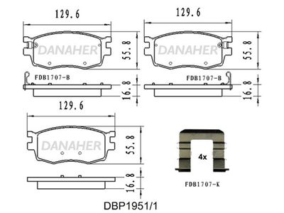 DBP19511 DANAHER Комплект тормозных колодок, дисковый тормоз