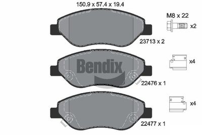 BPD1203 BENDIX Braking Комплект тормозных колодок, дисковый тормоз