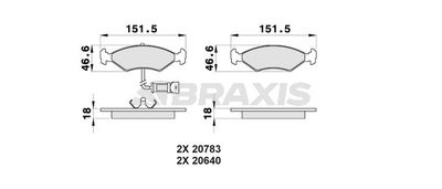 AB0169 BRAXIS Комплект тормозных колодок, дисковый тормоз