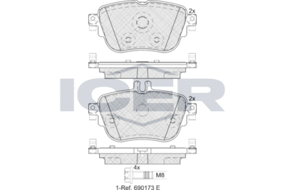 182290 ICER Комплект тормозных колодок, дисковый тормоз