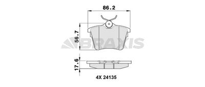 AA0105 BRAXIS Комплект тормозных колодок, дисковый тормоз