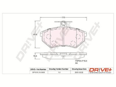 DP1010100963 Dr!ve+ Комплект тормозных колодок, дисковый тормоз