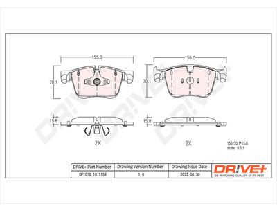 DP1010101158 Dr!ve+ Комплект тормозных колодок, дисковый тормоз