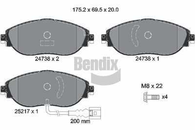 BPD1302 BENDIX Braking Комплект тормозных колодок, дисковый тормоз