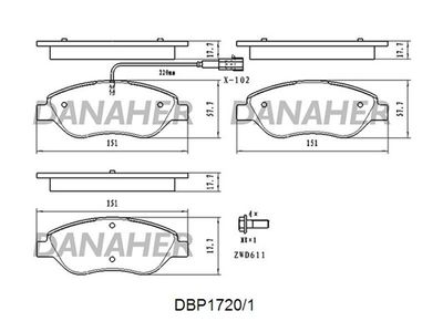DBP17201 DANAHER Комплект тормозных колодок, дисковый тормоз