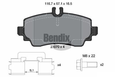 BPD1385 BENDIX Braking Комплект тормозных колодок, дисковый тормоз