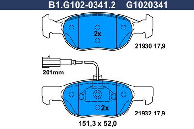 B1G10203412 GALFER Комплект тормозных колодок, дисковый тормоз