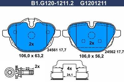 B1G12012112 GALFER Комплект тормозных колодок, дисковый тормоз
