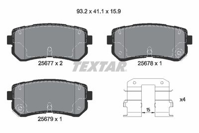 2567701 TEXTAR Комплект тормозных колодок, дисковый тормоз