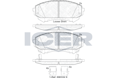 182140 ICER Комплект тормозных колодок, дисковый тормоз