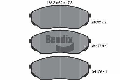BPD2093 BENDIX Braking Комплект тормозных колодок, дисковый тормоз