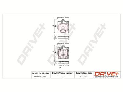 DP1010100847 Dr!ve+ Комплект тормозных колодок, дисковый тормоз