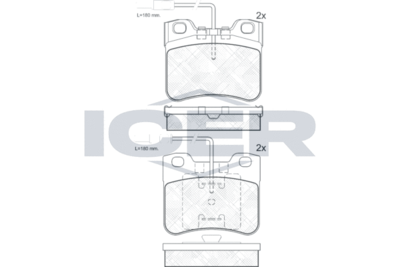 180788203 ICER Комплект тормозных колодок, дисковый тормоз