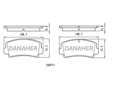 DBP71 DANAHER Комплект тормозных колодок, дисковый тормоз