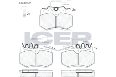 180553203 ICER Комплект тормозных колодок, дисковый тормоз