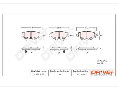 DP1010100713 Dr!ve+ Комплект тормозных колодок, дисковый тормоз
