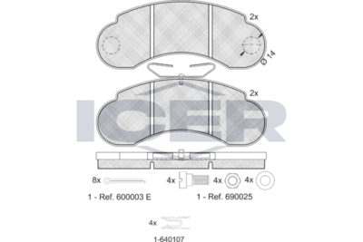 140893066 ICER Комплект тормозных колодок, дисковый тормоз