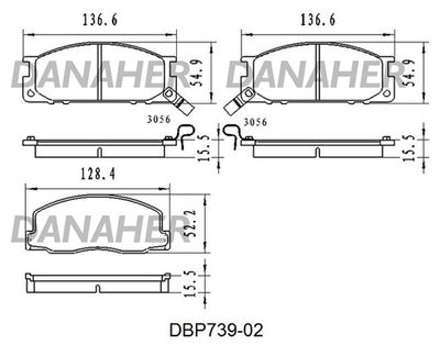 DBP73902 DANAHER Комплект тормозных колодок, дисковый тормоз