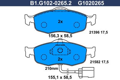 B1G10202652 GALFER Комплект тормозных колодок, дисковый тормоз