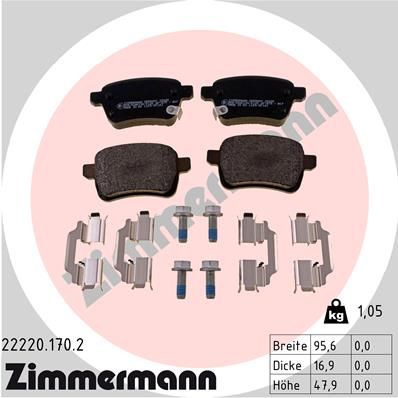 222201702 ZIMMERMANN Комплект тормозных колодок, дисковый тормоз