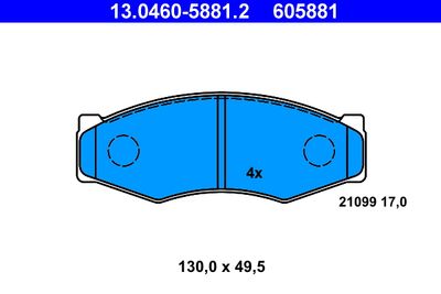 13046058812 ATE Комплект тормозных колодок, дисковый тормоз
