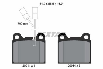2091101 TEXTAR Комплект тормозных колодок, дисковый тормоз