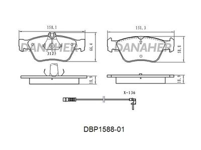 DBP158801 DANAHER Комплект тормозных колодок, дисковый тормоз