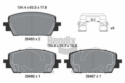 BPD2385 BENDIX Braking Комплект тормозных колодок, дисковый тормоз