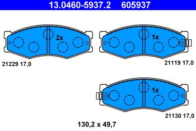 13046059372 ATE Комплект тормозных колодок, дисковый тормоз