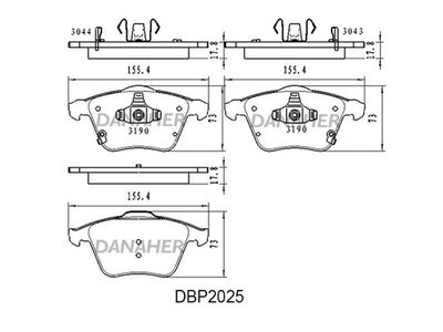 DBP2025 DANAHER Комплект тормозных колодок, дисковый тормоз