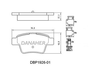 DBP192601 DANAHER Комплект тормозных колодок, дисковый тормоз