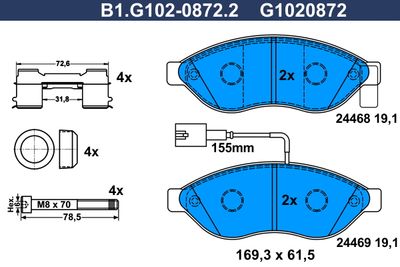B1G10208722 GALFER Комплект тормозных колодок, дисковый тормоз