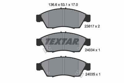 2381701 TEXTAR Комплект тормозных колодок, дисковый тормоз