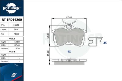 RT1PD16260 ROTINGER Комплект тормозных колодок, дисковый тормоз