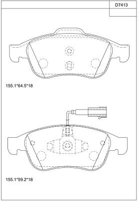 KD7413 ASIMCO Комплект тормозных колодок, дисковый тормоз