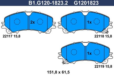 B1G12018232 GALFER Комплект тормозных колодок, дисковый тормоз