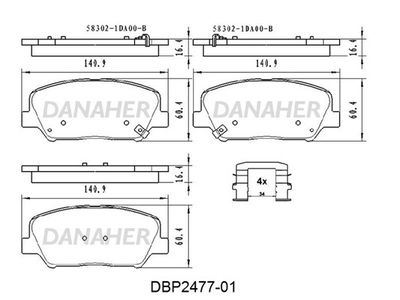 DBP247701 DANAHER Комплект тормозных колодок, дисковый тормоз