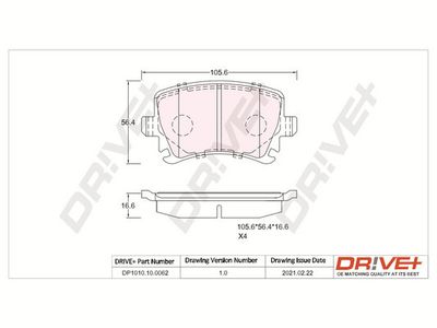 DP1010100062 Dr!ve+ Комплект тормозных колодок, дисковый тормоз