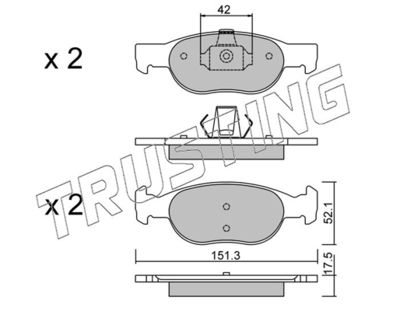 0811 TRUSTING Комплект тормозных колодок, дисковый тормоз
