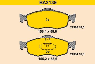 BA2139 BARUM Комплект тормозных колодок, дисковый тормоз
