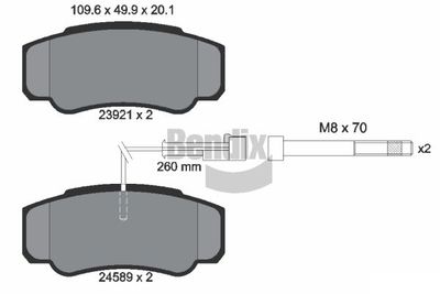BPD1301 BENDIX Braking Комплект тормозных колодок, дисковый тормоз