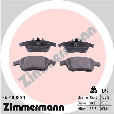 247101801 ZIMMERMANN Комплект тормозных колодок, дисковый тормоз